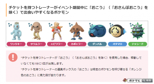 ポケモンgo わかごまポケモンを解明せよ のチケットを持つトレーナー おこう おさんぽおこう除く から移動していなくても1分に1匹ポケモン が出現する