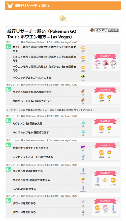 ポケモンGO】続行リサーチ：願い（Pokémon GO Tour：ホウエン地方