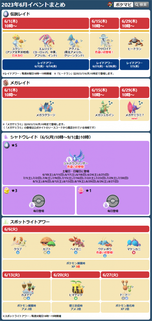 【ポケモンGO】2023年6月のイベントまとめ